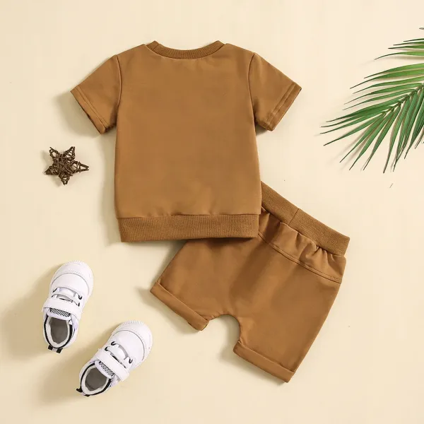 Design Beige Pocket Front Top and Drawstring Shorts Set - 44