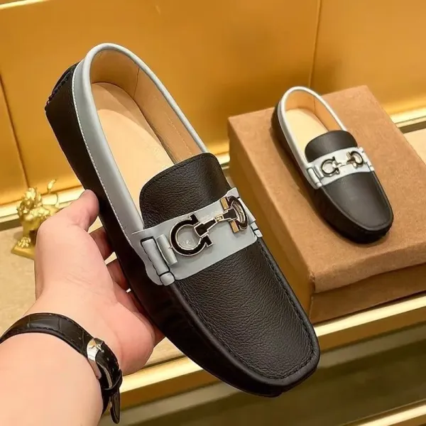 Salvatore Ferragamo Gancini Loafer Black with Silver Trim Loafers - 1