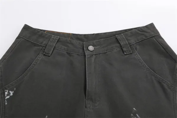Design Distressed Cargo Shorts Black - 19