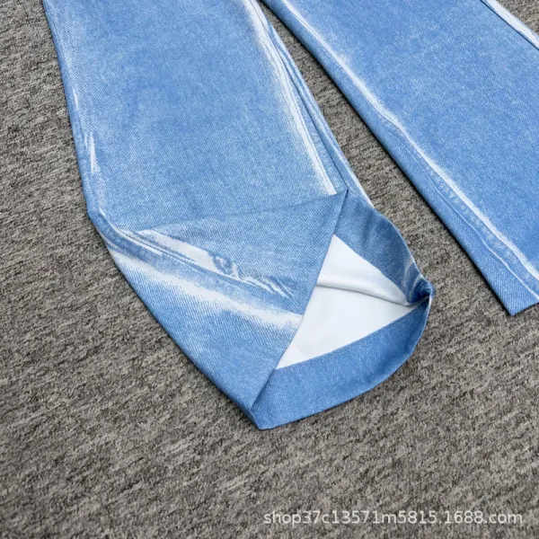 Design Wide-Leg Distressed Wash Denim Jeans - 6