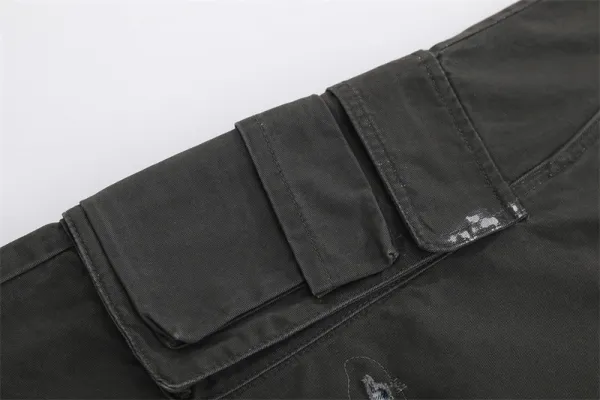 Design Distressed Cargo Shorts Black - 24