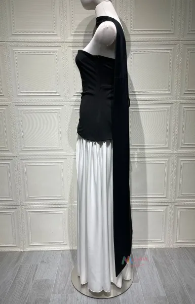 Design Olive Green Asymmetrical Halter Gown Dress.formal Dress - 14