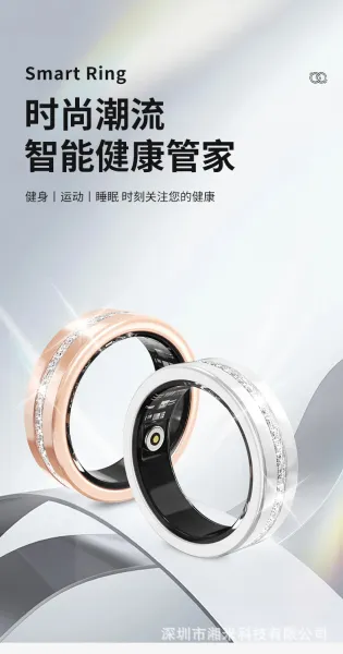 Design Smart Ring with Crystal Accents Rose Gold Smart Ring Jewelry - 5
