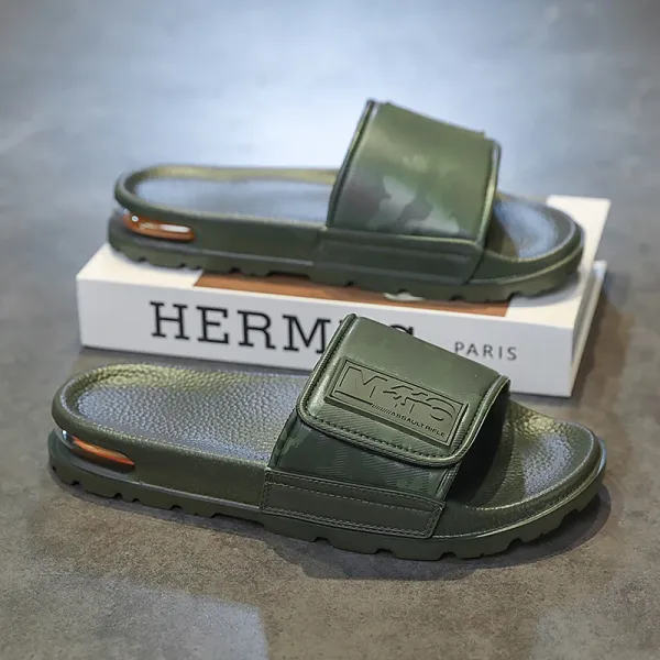 Design Slide Sandals Army Green Camo Strap Slippers - 1