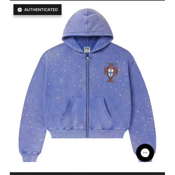 Portugal National Team x Vale Co. Distressed Blue Hoodie - 1