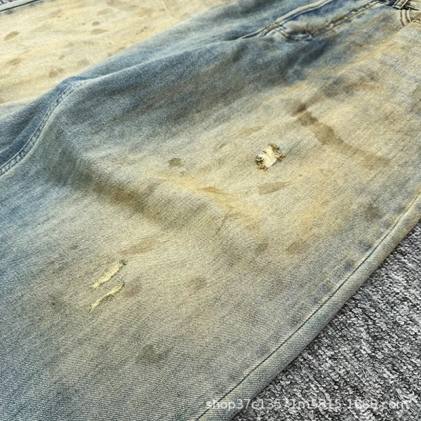 Design Wide-Leg Paint-Splatter Off-White Jeans - 17