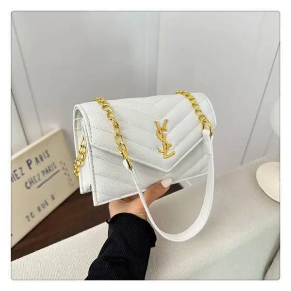 Saint Laurent Monogramme Chain Bag White Quilted Shoulder Bag - 1
