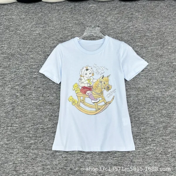 Design Rocking Horse Illustration Light Blue T-Shirt - 1