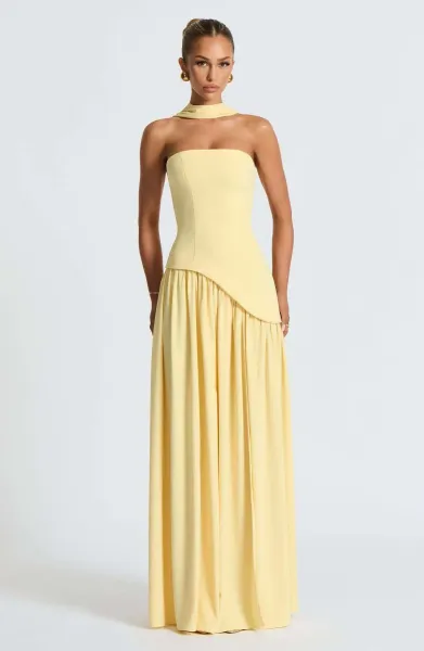 Design Olive Green Asymmetrical Halter Gown Dress.formal Dress - 30