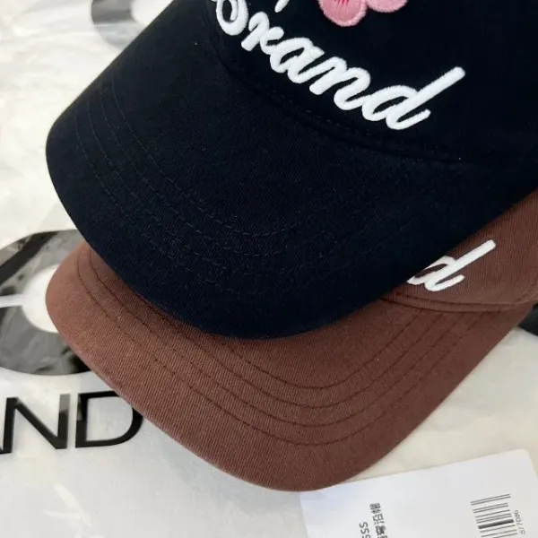 Good Brand Embroidered Floral Baseball Cap Brown - 24