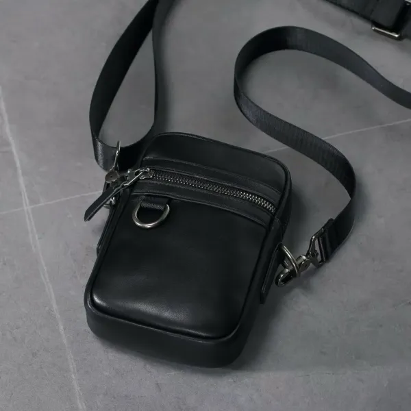 Design Minimalist Leather Crossbody Bag Black - 8