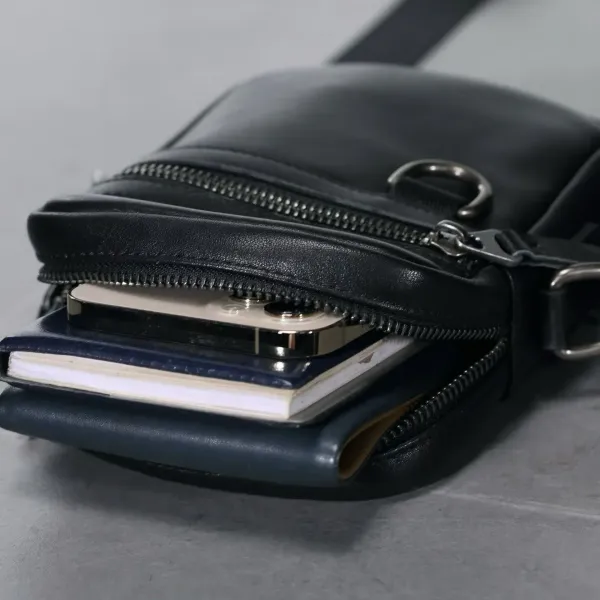 Design Minimalist Leather Crossbody Bag Black - 10