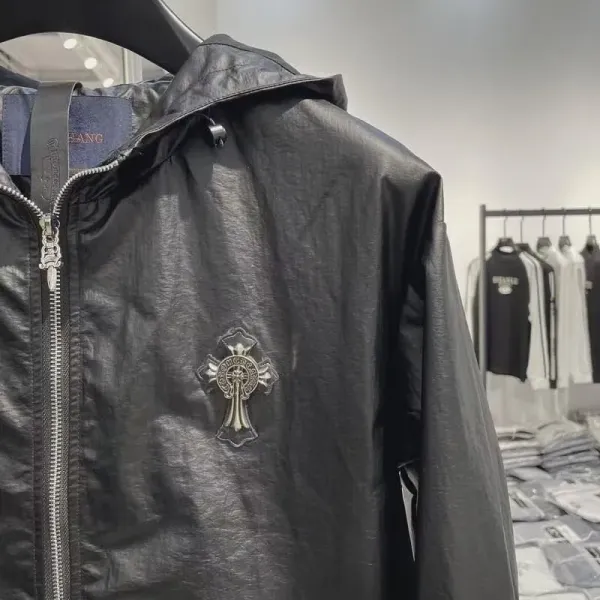 Chrome Hearts Cross Embroidered Hooded Windbreaker Black Outerwear - 8