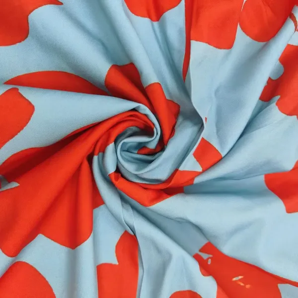 Design Floral Print V-Neck Wrap Maxi Dress in Light Blue and Red - 15