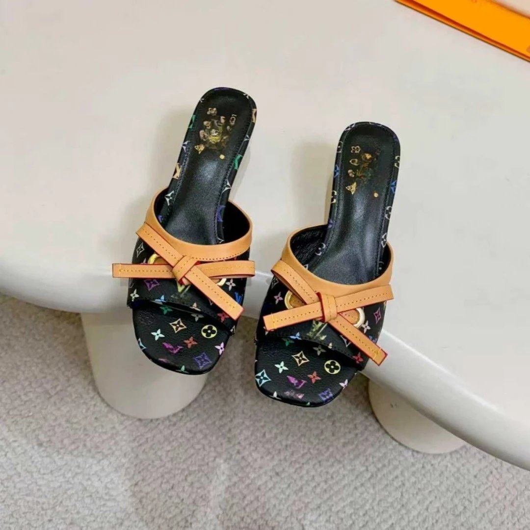 Louis Vuitton Multicolor Monogram Bow Mule Sandals Slippers