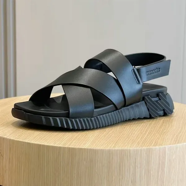 Hermès Oran Sandals Blue Suede with White Rubber Sole Sandals - 8