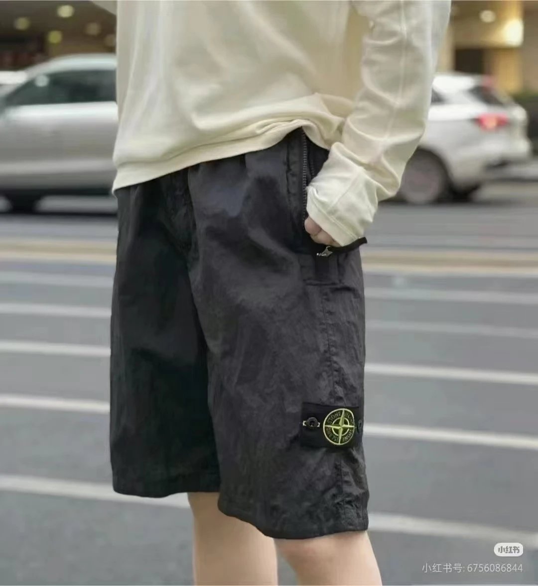 Stone Island Shadow Project Nylon Metal Shorts in Olive, Black, and Silver - 3
