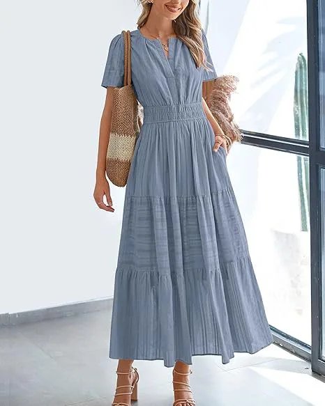 Design Tiered Ruffle Midi Dress Pink - 35
