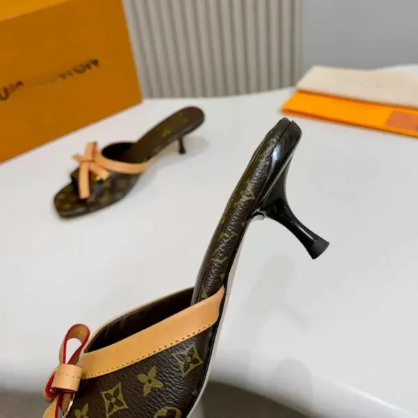 Louis Vuitton Monogram Bow Mule Brown Beige Sandals - 5