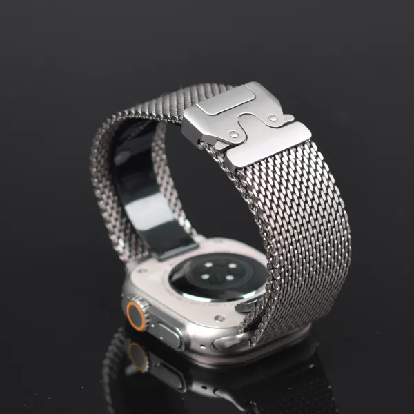 Apple Milanese Loop Watch Band Black and Silver Smartwatch Strap Smartwatches - 9