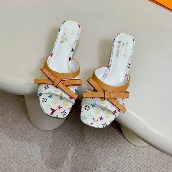Louis Vuitton Monogram Bow Mule Brown Beige Sandals - 8