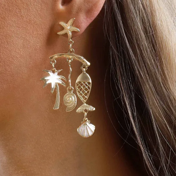 Design Fish Charm Drop Earrings Gold Silver Multicolor Jewelry - 27