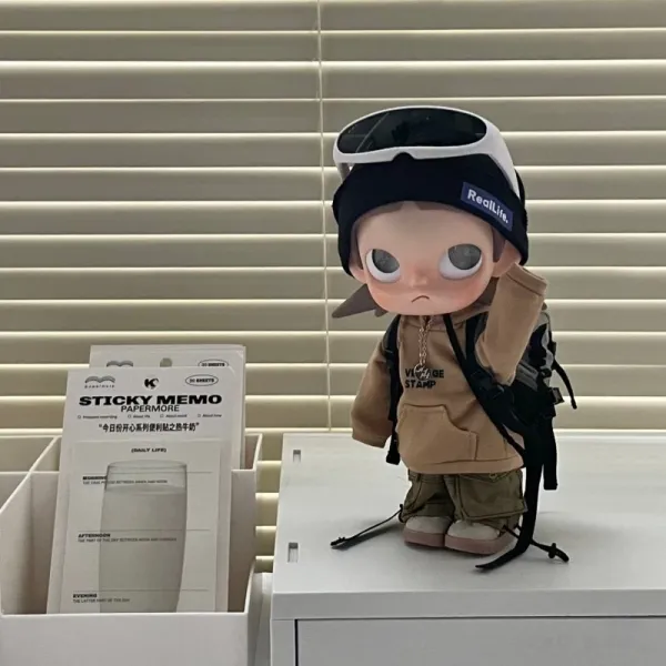 Pop Mart Labubu x Real Life Hoodie Beige Figure with Goggles - 7