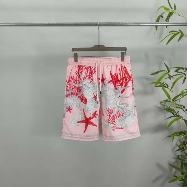 Versace Medusa Coral Print Pink Shirt and Shorts Set - 3