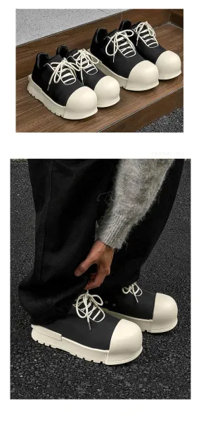 Design 1726 Black Canvas Toe Cap Sneakers Chunky Sneakers - 12