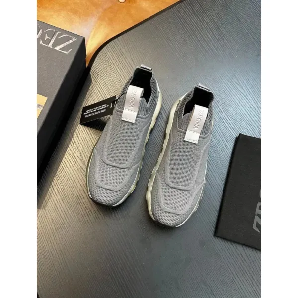 Zegna Oasi Knit Slip-On Gray Sneakers - 1