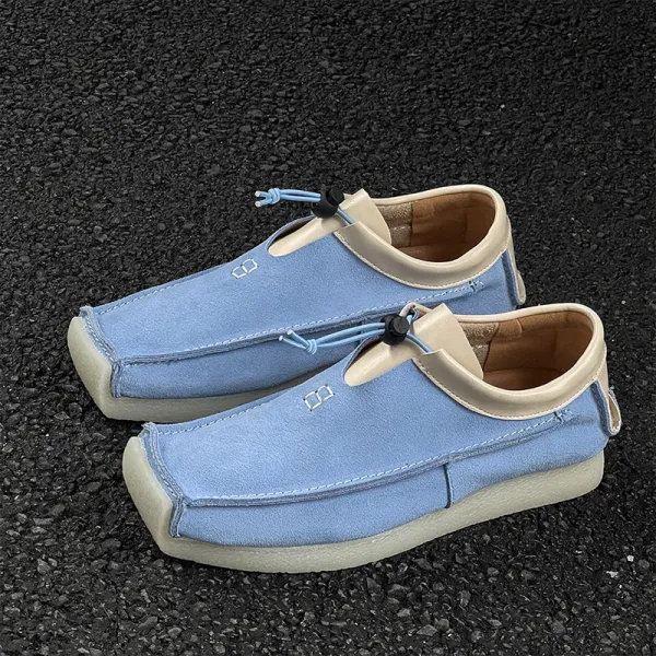 Design Slip-On Loafer in Sky Blue Suede with Beige Sole Casual Shoes - 1