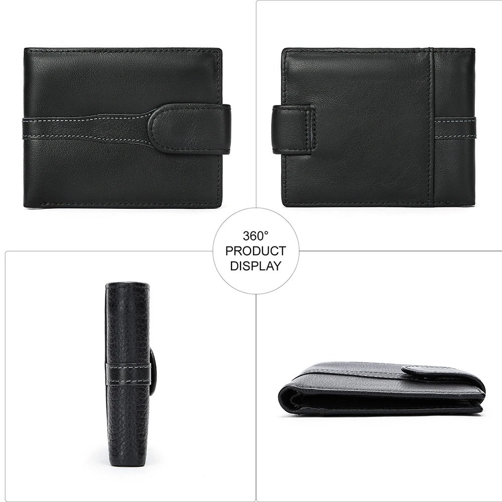 Leather Bifold Wallet Black Classic Style