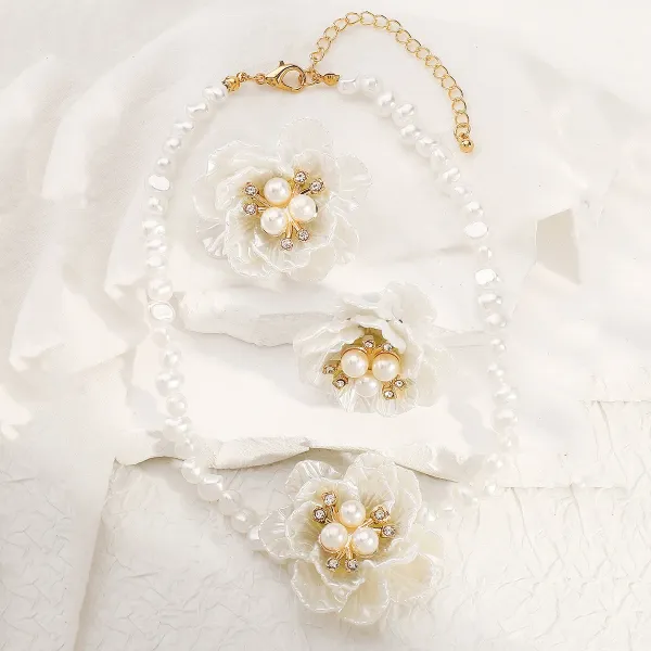 Design Floral Resin Crystal Stud Earrings Orange and Cream Jewelry - 36