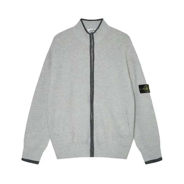 Stone Island Knit Cardigan Black with White Trim Outerwear.cardigan - 4