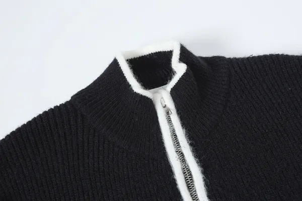 Stone Island Knit Cardigan Black with White Trim Outerwear.cardigan - 7