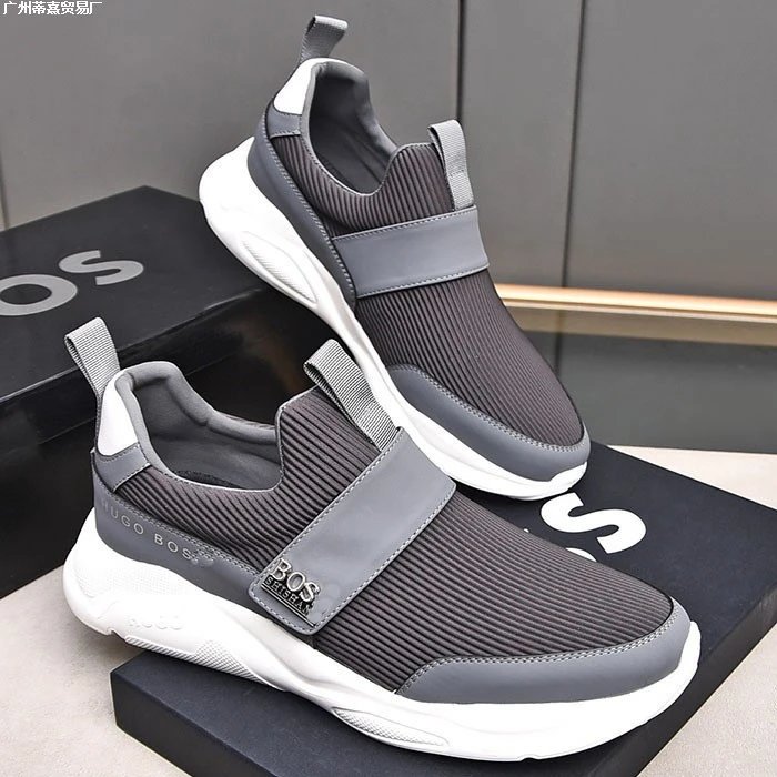 Hugo Boss Slip-On Sneakers Gray and White - 2