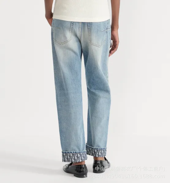 Saint Laurent Ripped Straight-Leg Light Wash Jeans - 6