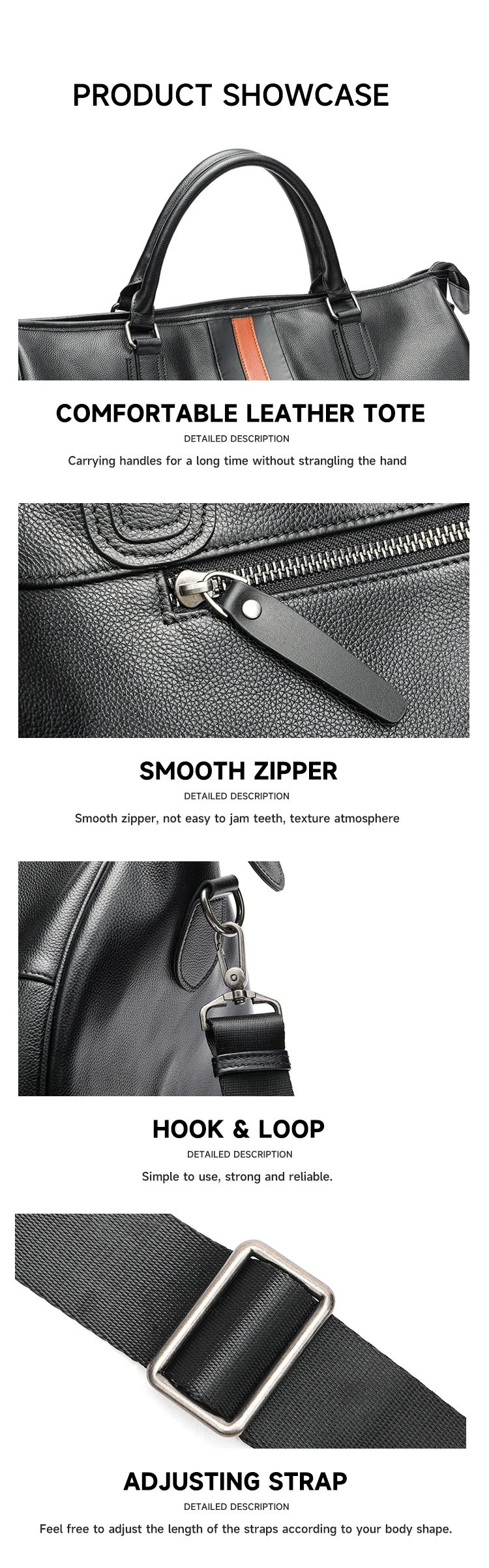 Design Duffle Bag Black with Orange Stripe Travel Bag - 8