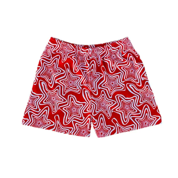 Design Star Pattern Neon Green Mesh Shorts - 9
