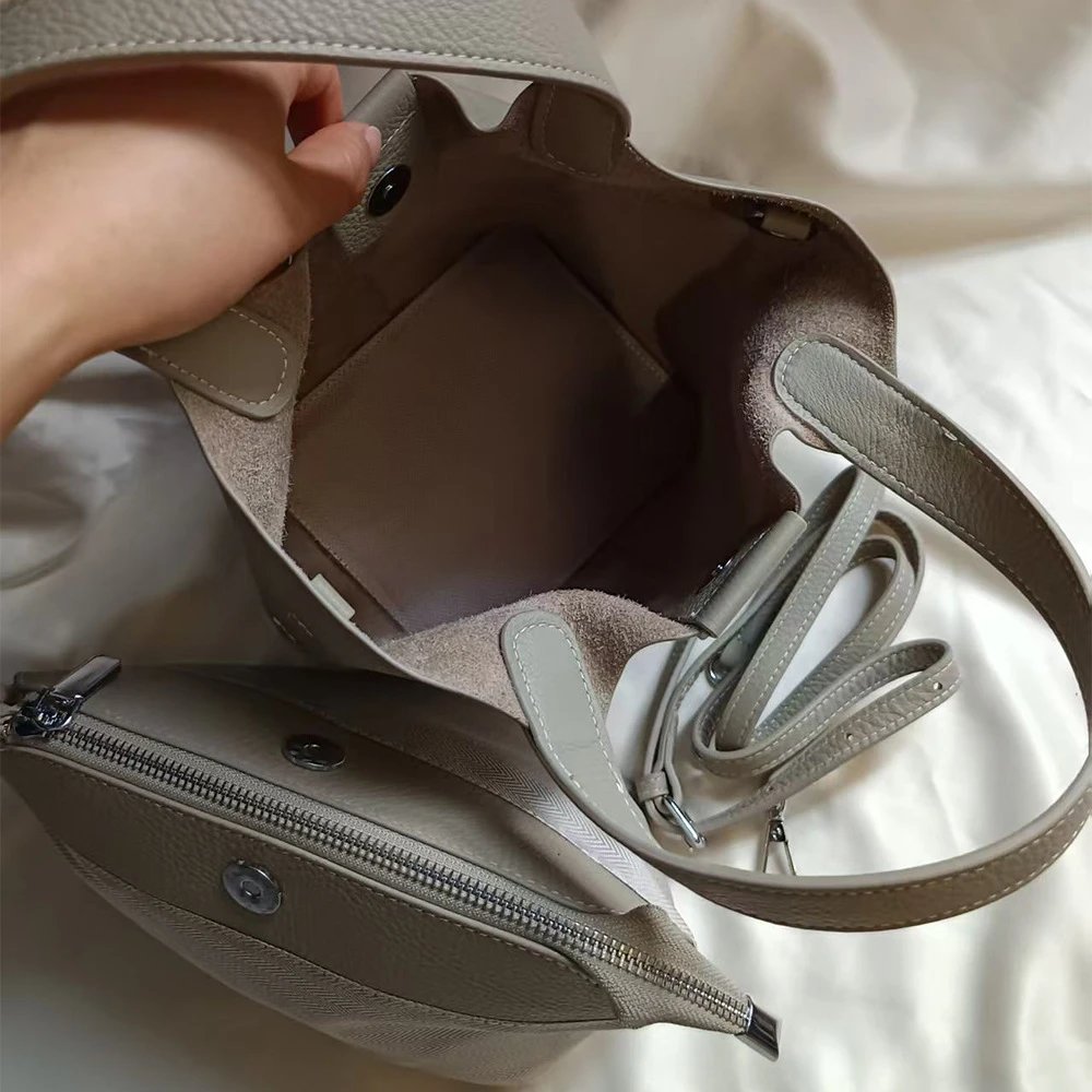 Leather Mini Tote Bag Gray Structured Handbag