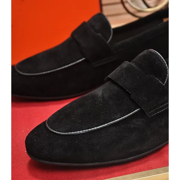 Design Black Suede Loafer with Contrast Stitching Loafers - 1