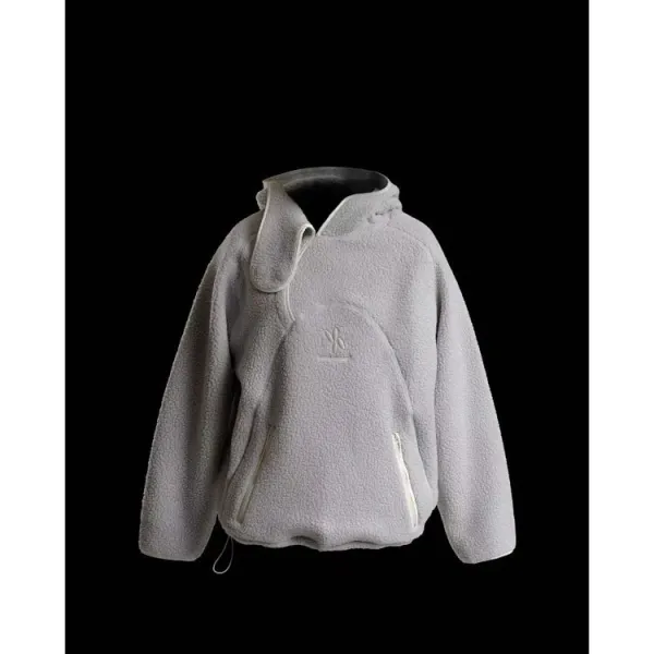 Design Fleece Cropped Hoodie White - 8