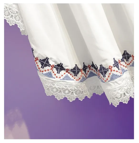 Design Boho Embroidered Lace Trim Tunic Top in Deep Purple Tops - 16