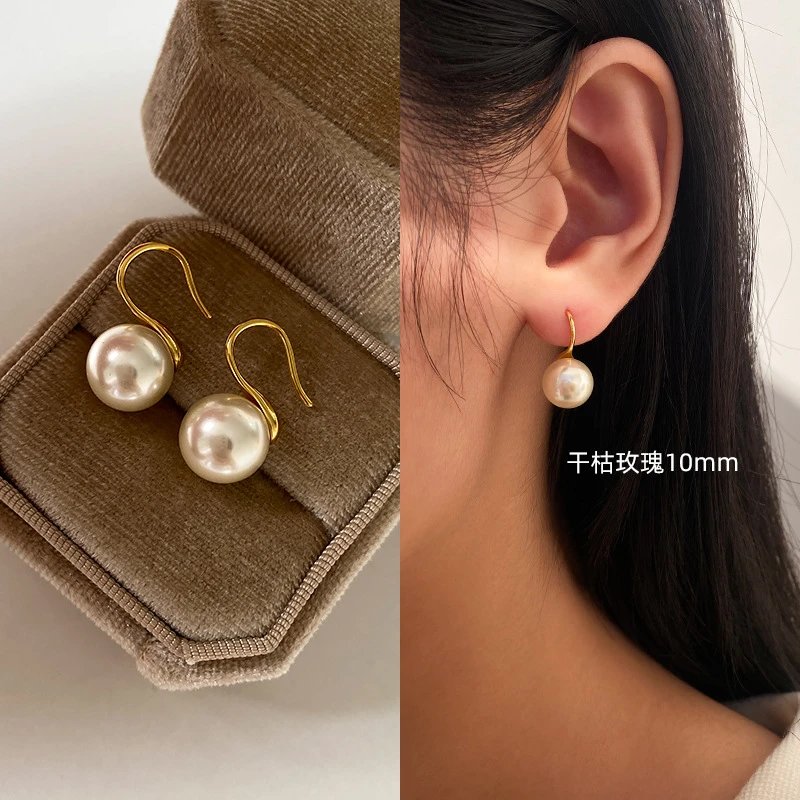 干枯玫瑰-10MM【S925银-金色耳钩】