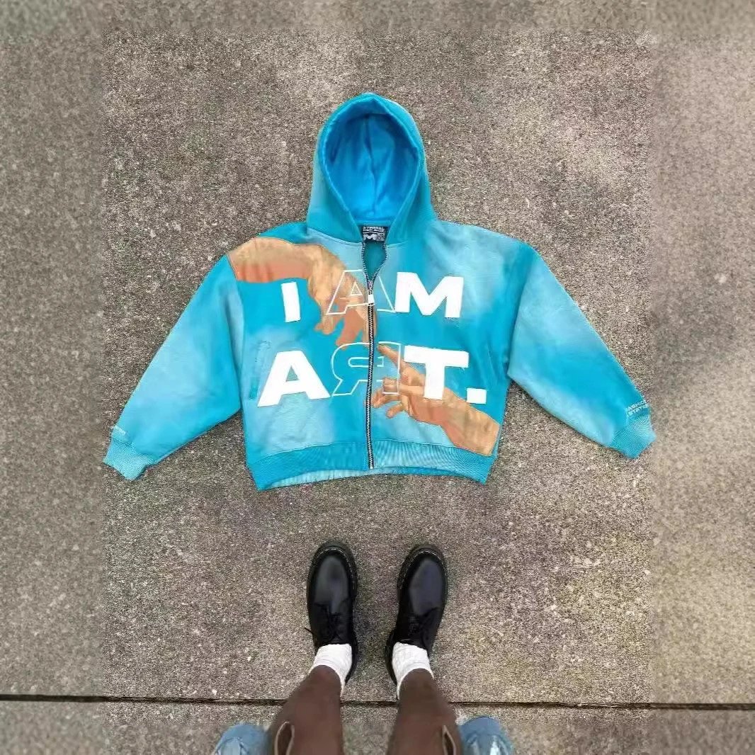 Design Eternal Art I Am Art Cropped Zip-Up Hoodie Black Hoodie - 8