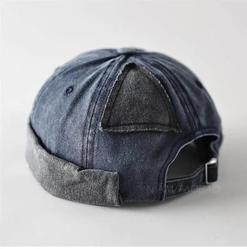 Design Patchwork Denim Baseball Cap Pink and Gray Hats - 3