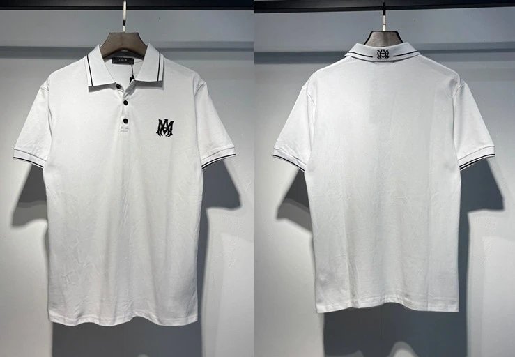 AMI Paris Logo Embroidered White Polo Tops Polo