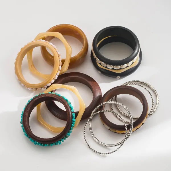 Design Studded Two-Tone Cuff Bracelet Gold Silver Jewelry - 36