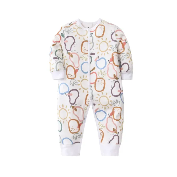 Design Striped Ribbed Footed Romper Brown and White Sleepwear - 8