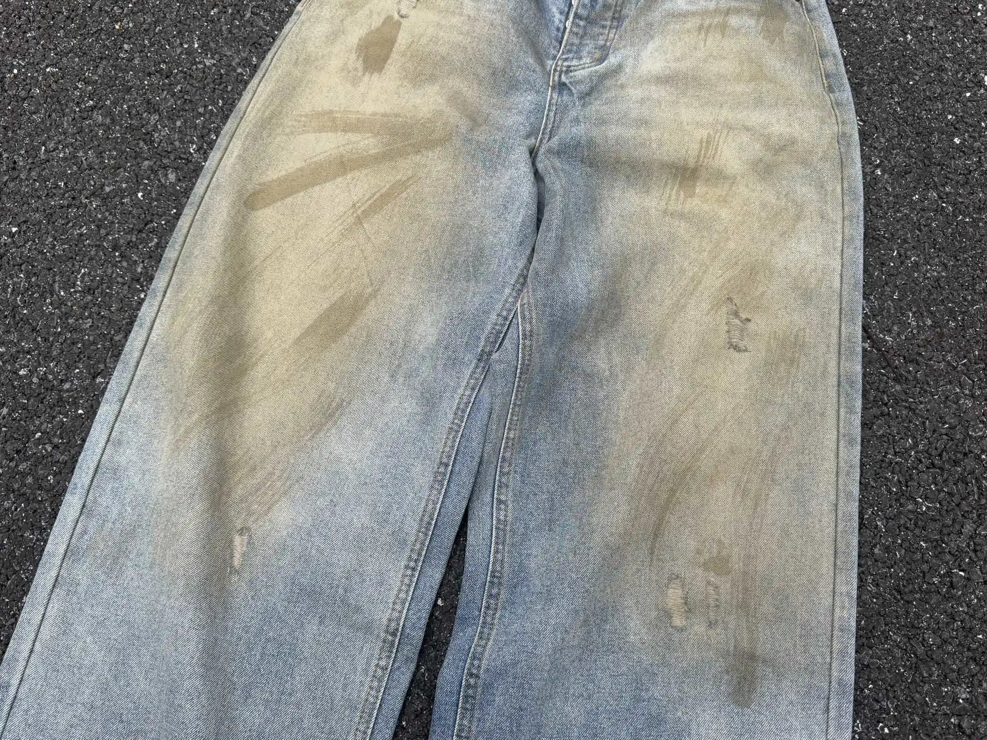 Denim Tears Distressed Print Wide-Leg Jeans Multicolor - 22